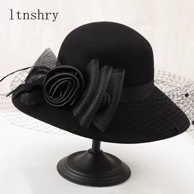 Fedora Hat Wool - Elegant Women Wool Felt Fedora Wide