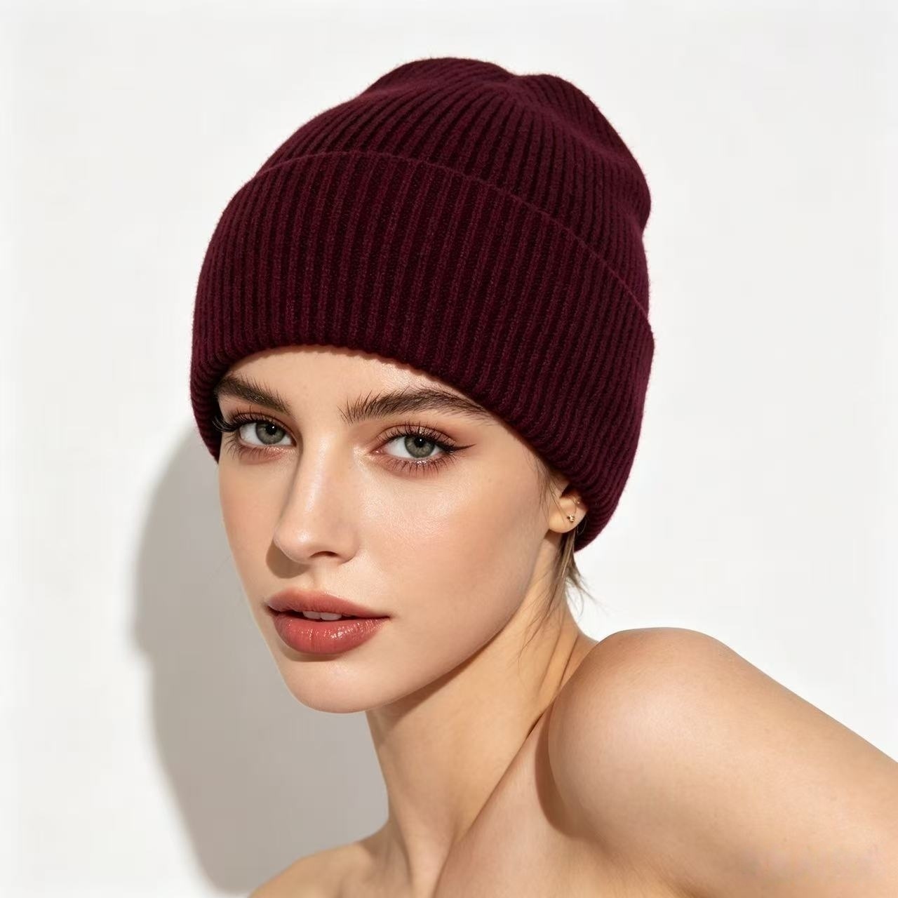 Navy Blue Ribbed Knit Thermal  - Beanie Cuffed Knit recension och pris
