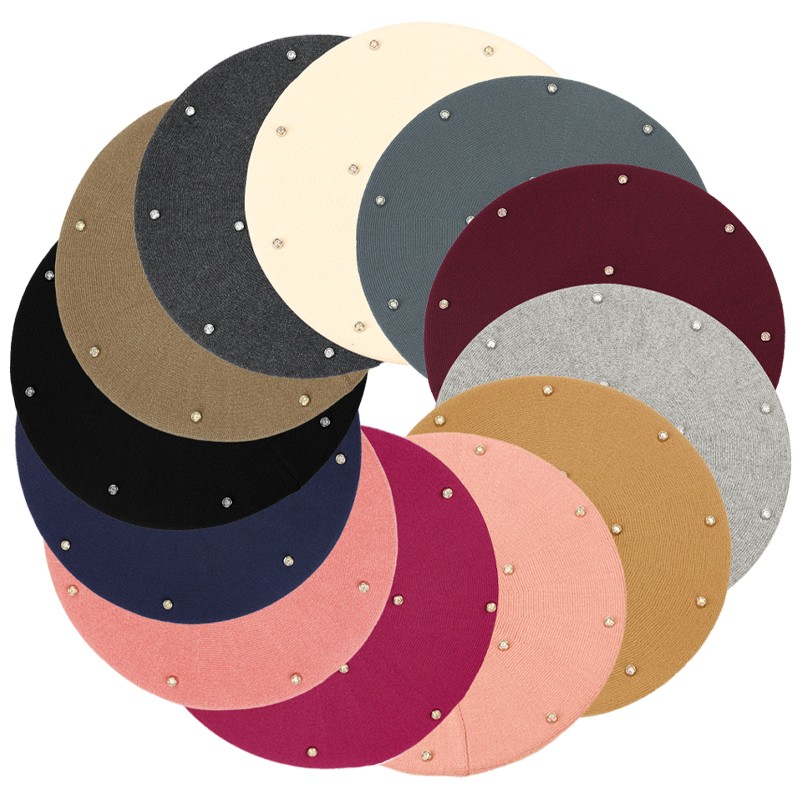 Women's Colour Rhinestones Ber - Beret French Wool recension och pris