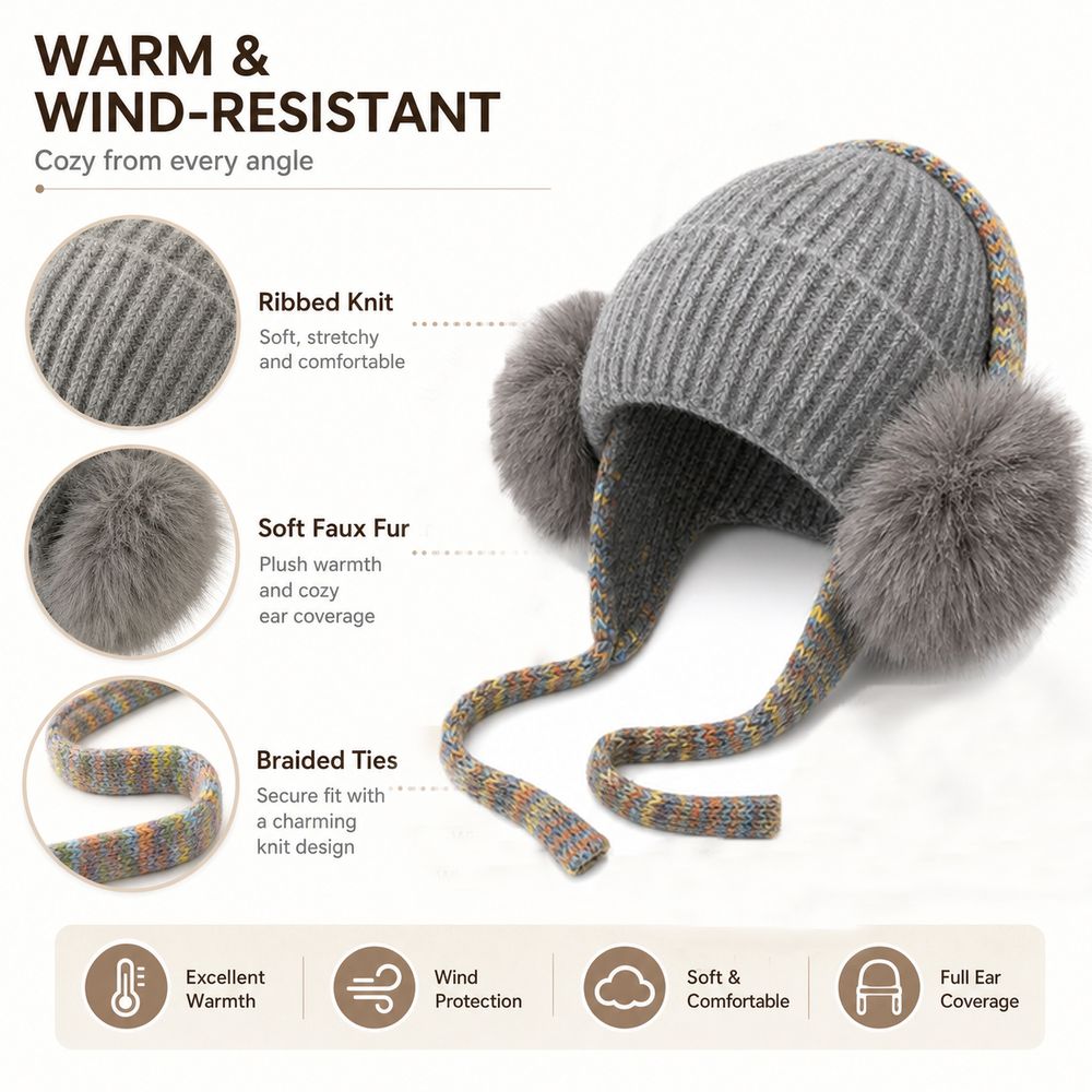 Retro Knit Ear Flap Beanie Cuf - Beanie Cuffed Knit recension och pris