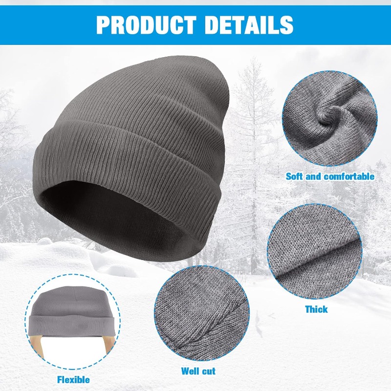 1pc Winter Warm Thick Beanie H - Beanie Cuffed Knit recension och pris