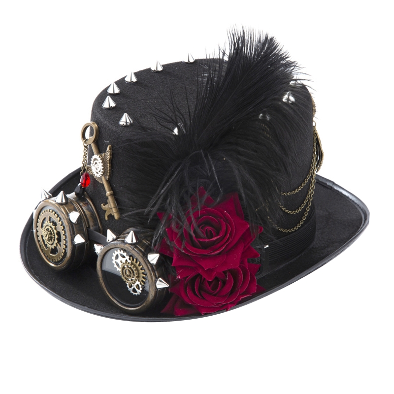 Y166 Vintage Steampunk Hat Top - Fedora Hat Wool recension och pris