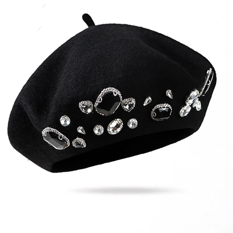 French Beret Thick Rhinestone  - Beret French Wool recension och pris