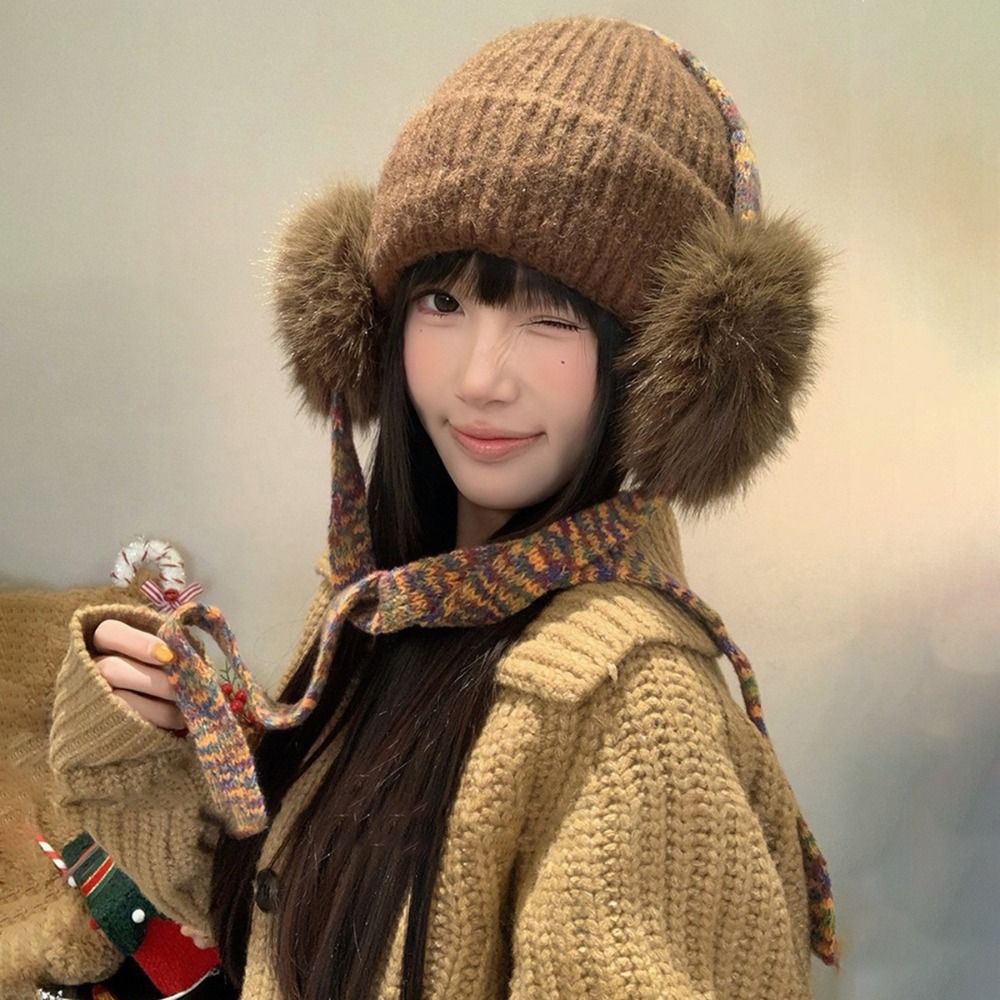 Retro Knit Ear Flap Beanie Cuf - Beanie Cuffed Knit recension och pris
