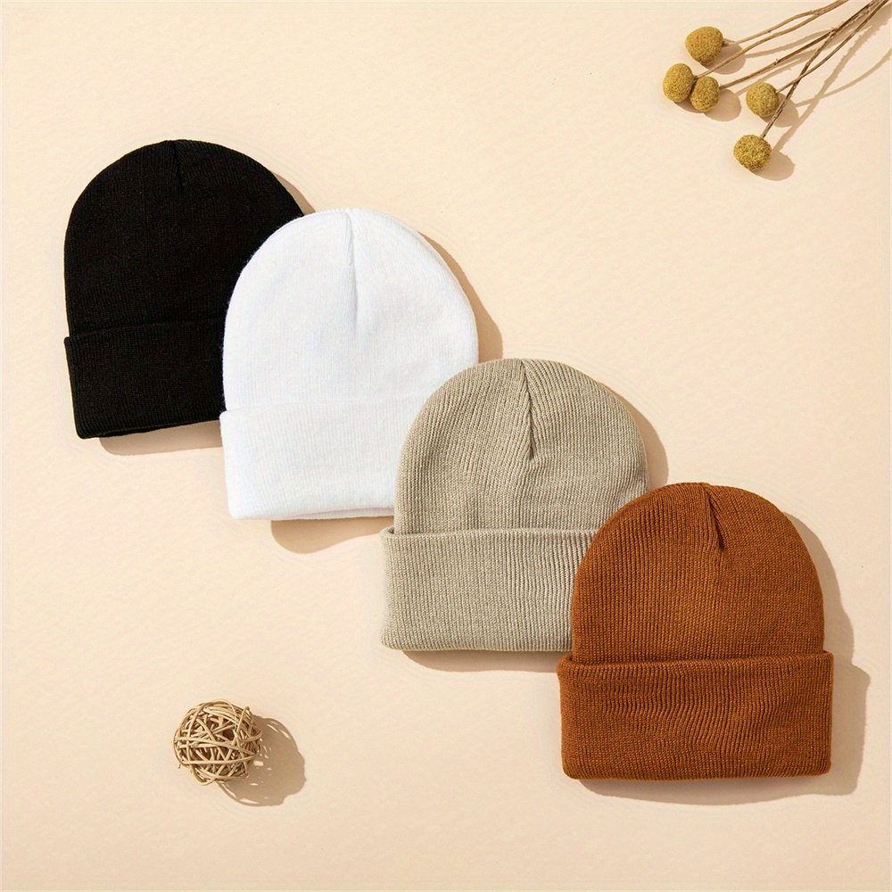 4pcs Baby Hat Knit Cuffed Bean - Beanie Cuffed Knit recension och pris