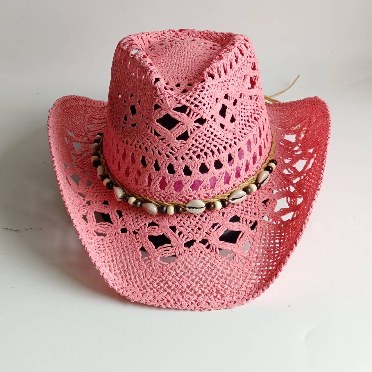 Pink Cowboy straw hat  hollow  - Cowboy Hat Straw recension och pris